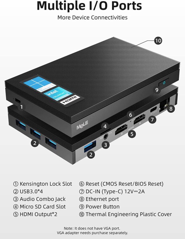 MeLE Quieter3Q Fanless Mini PC Computer - Image 3