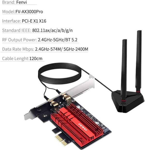 Fenvi FV-AXE3000Pro AX210NGW WiFi 6E PCI-E Network Card Tri-Band - Image 4