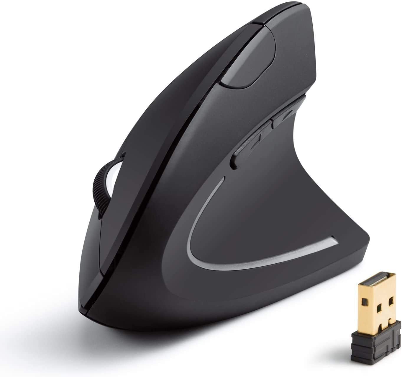 Anker 2.4G Wireless Vertical Ergonomic Optical Mouse, 800 / 1200 /1600 DPI, 5 Buttons for Laptop, Desktop, PC, Macbook - Black Best Price Anker 2.4G Wireless Vertical Ergonomic Optical Mouse - Image 1